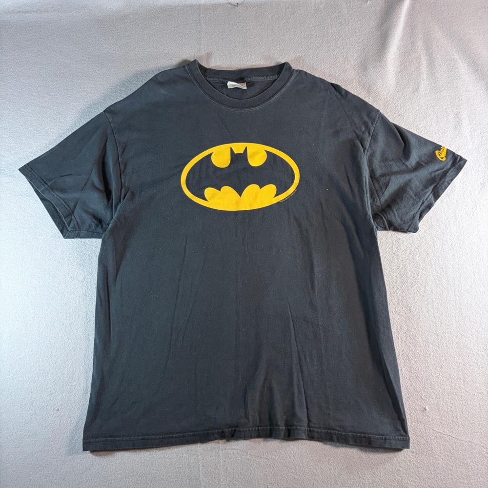 Batman DC Comics Vintage 90s Graphitti T-Shirt Black Yellow‎ Logo Mens XL